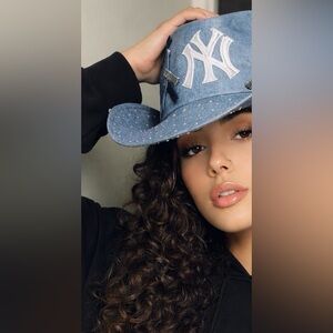 Upcycled Denim Cowboy Hat with NY Logo